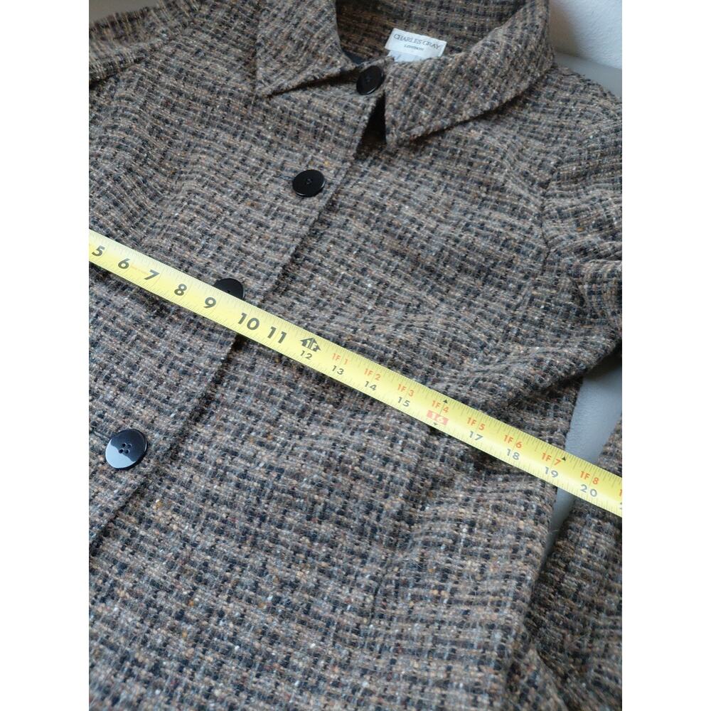 True Vintage Wool Overcoat Charles Gray London Tweed Women's Large Brown Classic - Picture 10 of 12